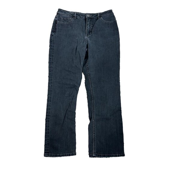 Coldwater Creek Womens Size 12 Petite Faded Black Denim Jeans Stretch High Rise - Picture 1 of 8